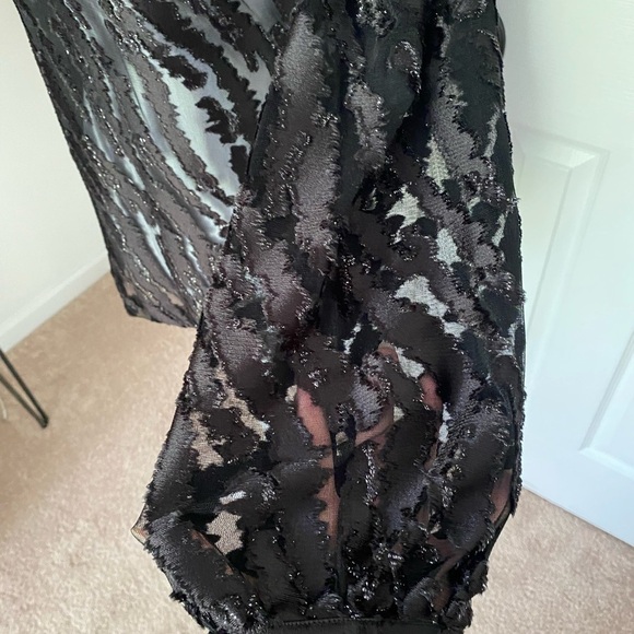 Hilton Hollis- NWT Black Sheer Tiger Print Velvet Burnout Longsleeve Top - Picture 7 of 12